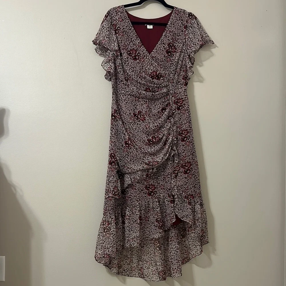 Shoshanna Womens Elnora Short Sleeve Midi Dress Boysenberry Floral Sz 12 Elegant - Picture 6 of 16